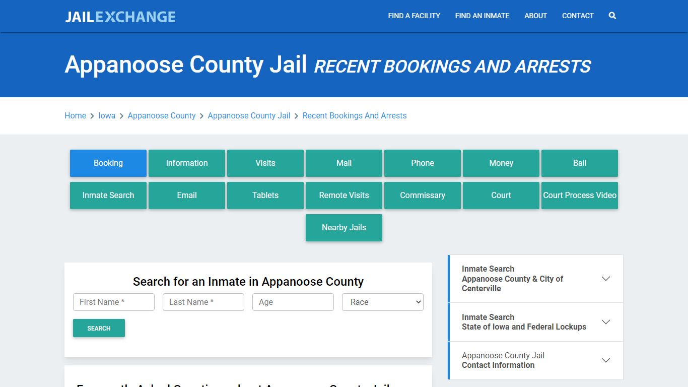 Appanoose County Jail Recent Bookings And Arrests - Jail Exchange